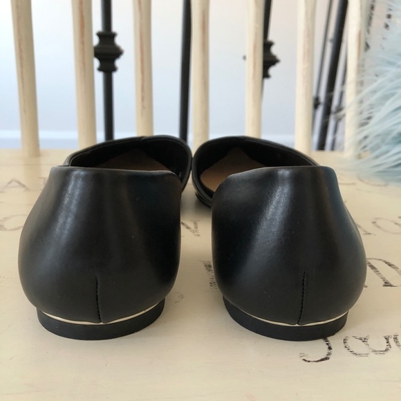 Black Flats, Slip Ons, Pointed Toe, Gold Colour Trim, Nice Condition - Picture 9 of 15